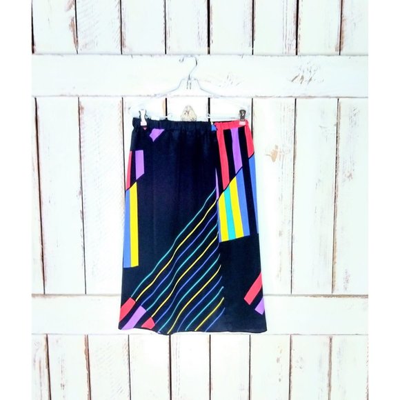 Vintage black rainbow striped disco skirt - 6 - Picture 1 of 4